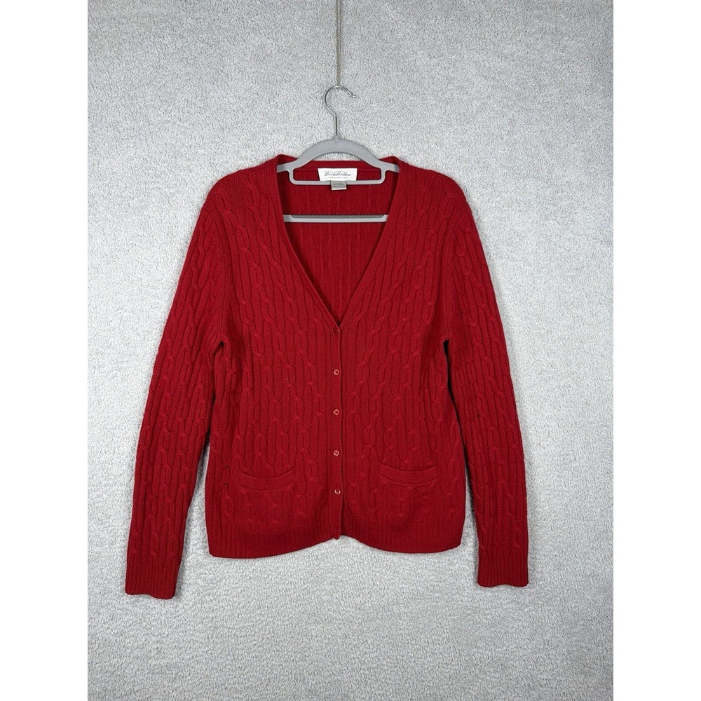 Brooks Brothers Cashmere Wool Blend Cardigan Sweater Women Size L Red